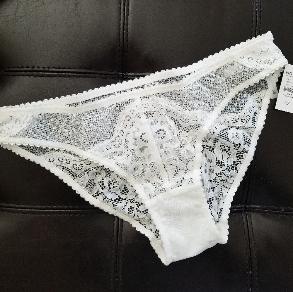 ❗Dita Von Teese Style White Lace Sheer Back Panty XS❗